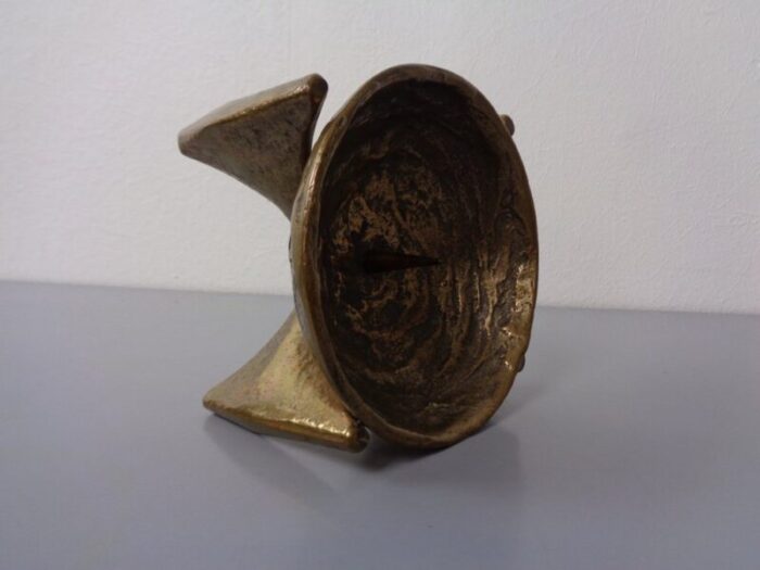 brutalist bronze candleholder by michael harjes 1960s 6