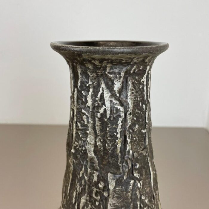 brutalist fat lava vase in grey ceramic attributed to ilkra germany 1970s 11