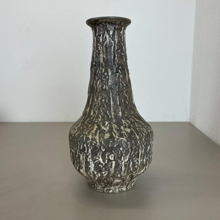 brutalist fat lava vase in grey ceramic attributed to ilkra germany 1970s 2