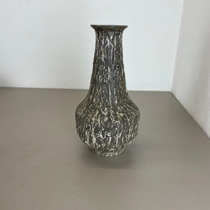 brutalist fat lava vase in grey ceramic attributed to ilkra germany 1970s 3