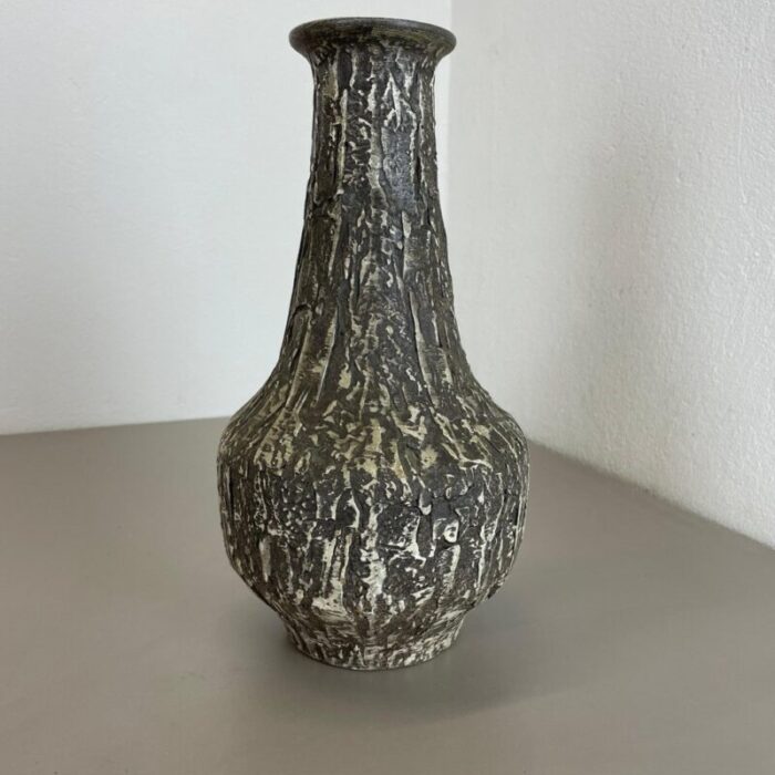 brutalist fat lava vase in grey ceramic attributed to ilkra germany 1970s 5