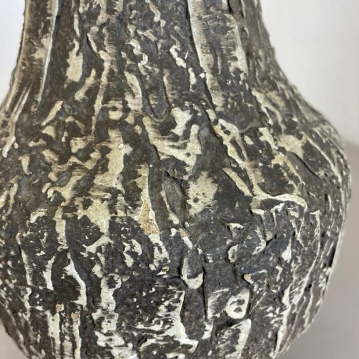 brutalist fat lava vase in grey ceramic attributed to ilkra germany 1970s 6