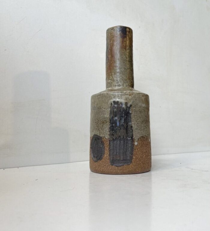 brutalist glazed stoneware vase by jette helleroe for axella design 1970s 1