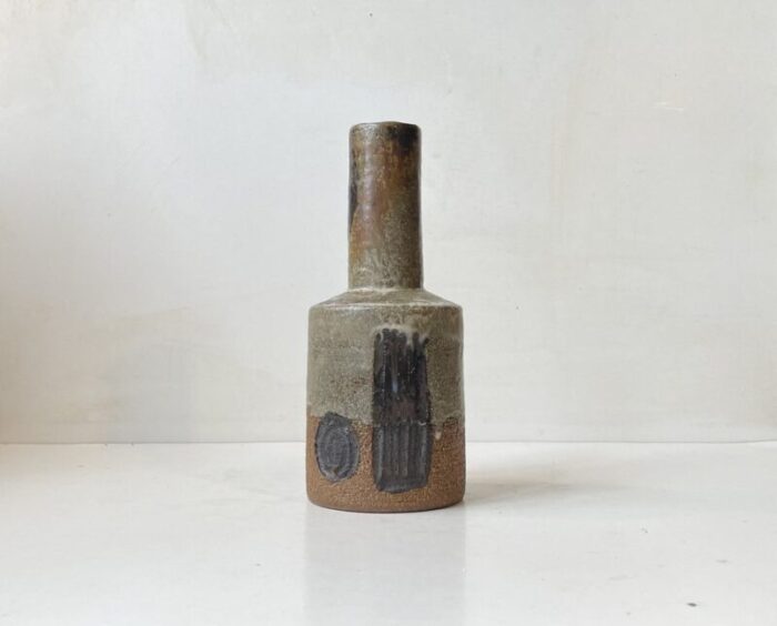 brutalist glazed stoneware vase by jette helleroe for axella design 1970s 2