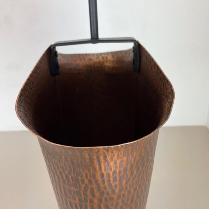 brutalist hollywood regency metal copper umbrella stand germany 1970s 12