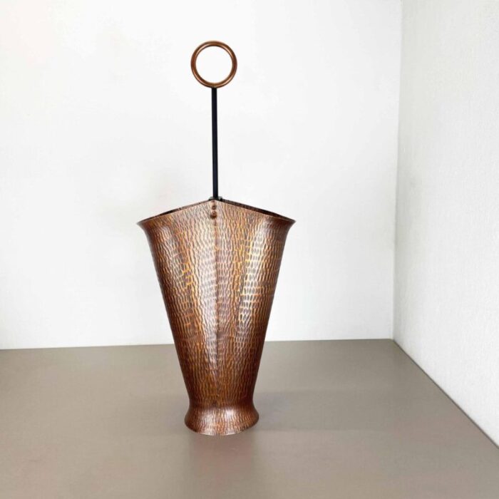 brutalist hollywood regency metal copper umbrella stand germany 1970s 2