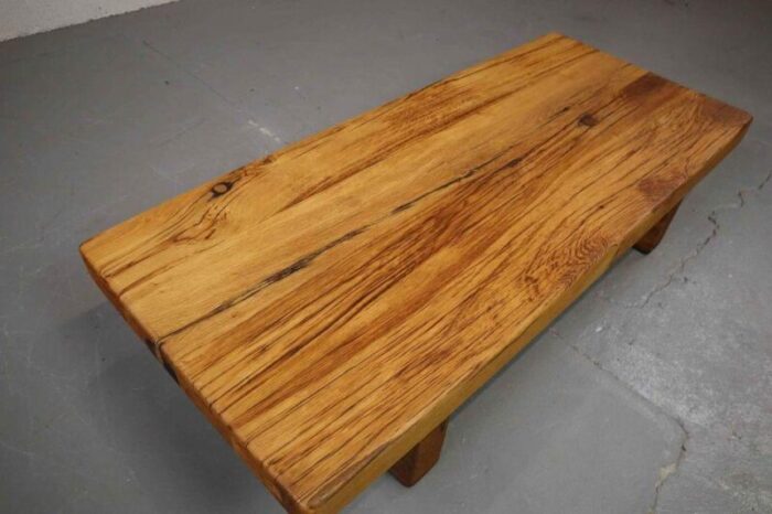 brutalist oak wabi sabi coffee table 1970s 0147