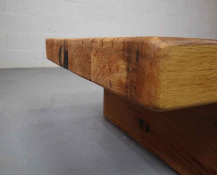 brutalist oak wabi sabi coffee table 1970s 0704