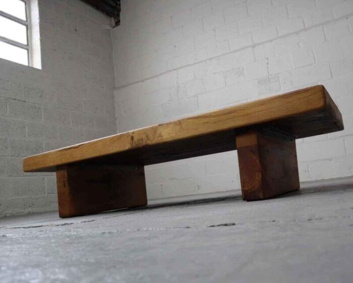 brutalist oak wabi sabi coffee table 1970s 1663