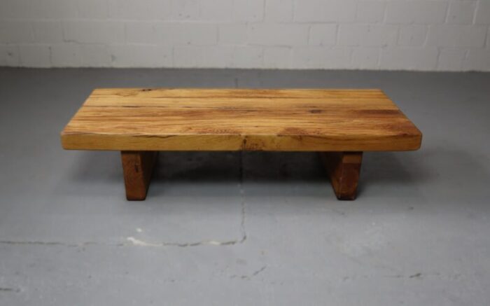 brutalist oak wabi sabi coffee table 1970s 5283