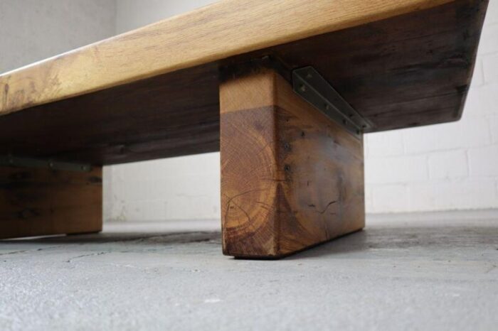 brutalist oak wabi sabi coffee table 1970s 8569