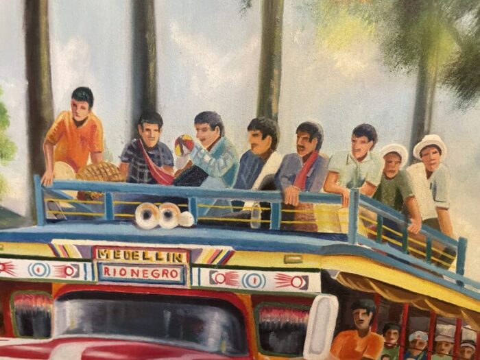 bus ride colombian folk art signed berrio 5358