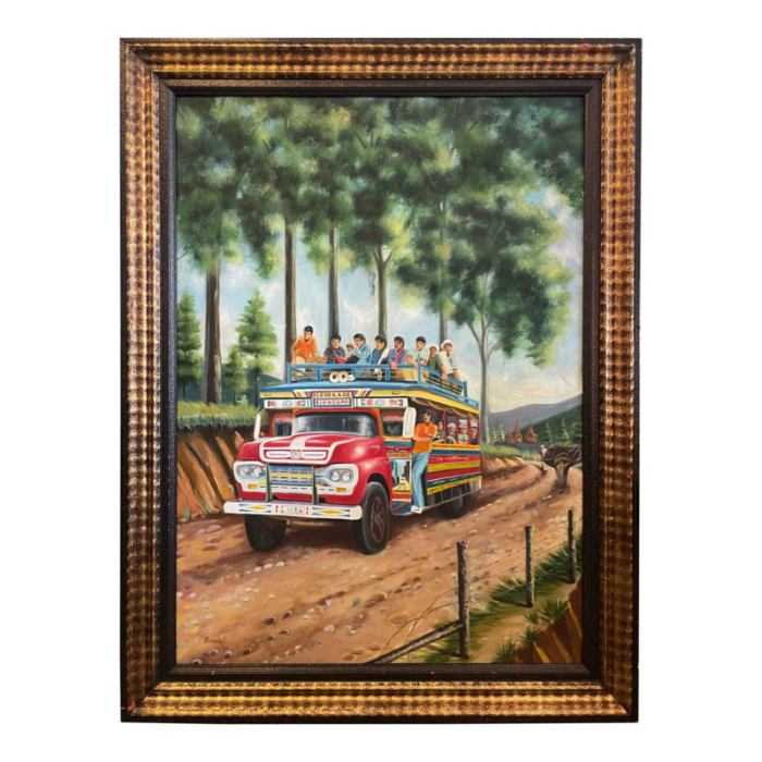 bus ride colombian folk art signed berrio 9410