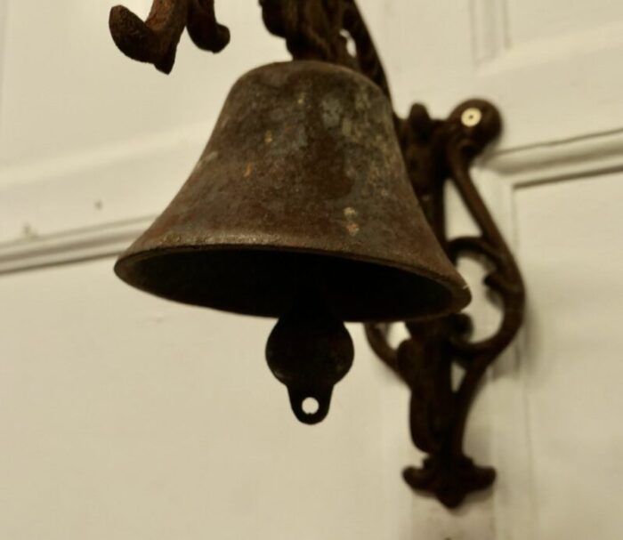 cast iron out door bell on bracket 1920s 3