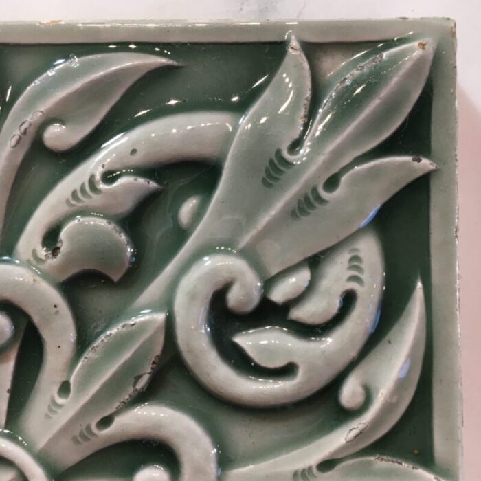 celadon green victorian tile circa 1890 3839