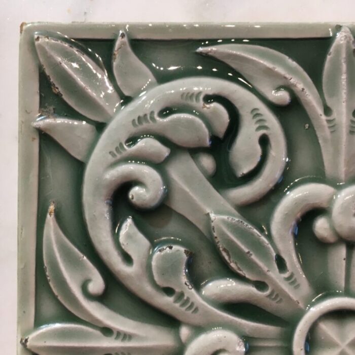 celadon green victorian tile circa 1890 8466