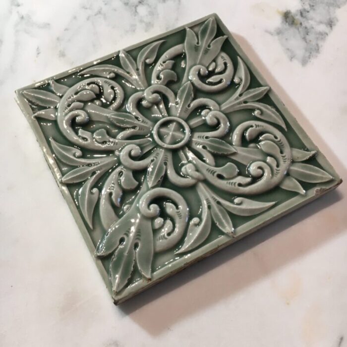 celadon green victorian tile circa 1890 9219