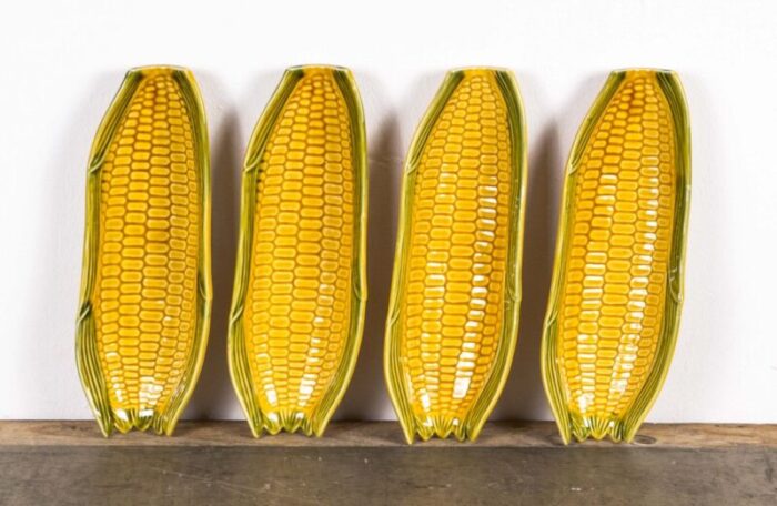 ceramic corn plates 1950s set of 4 1