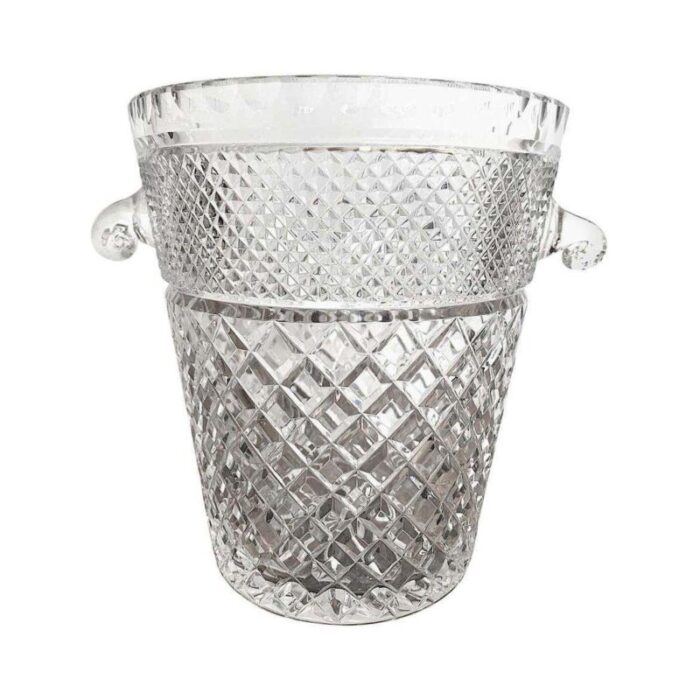 champagne bucket in crystal with glass handles from val saint lambert 1950s 1