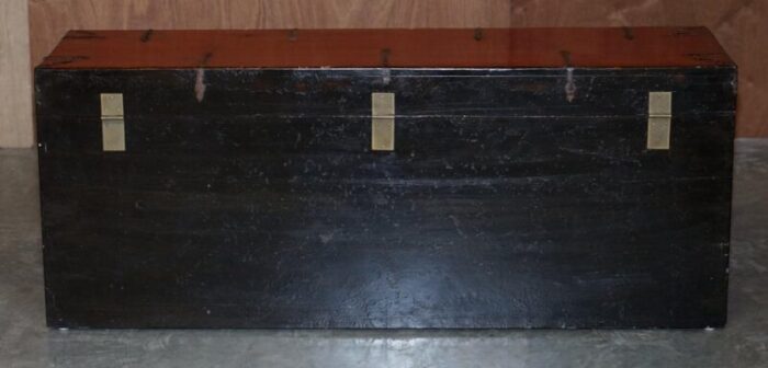 chinese hand painted linen trunk 14