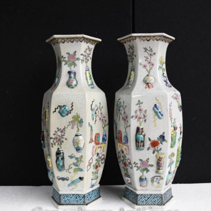 chinese qianlong ceramic and porcelain pottery vases china set of 2 1