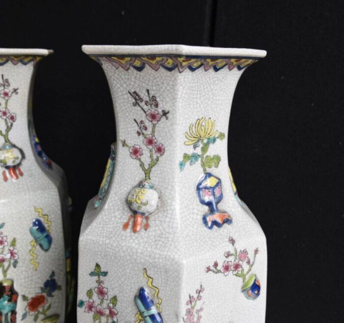 chinese qianlong ceramic and porcelain pottery vases china set of 2 3