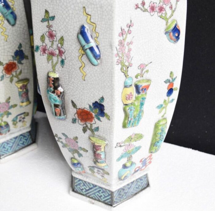 chinese qianlong ceramic and porcelain pottery vases china set of 2 5