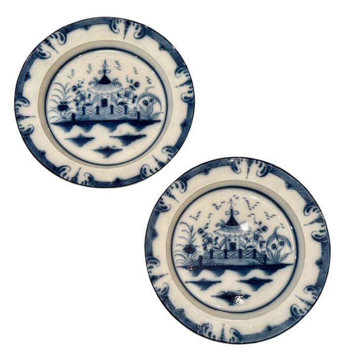 chinese style english pearlware plates a pair 4166