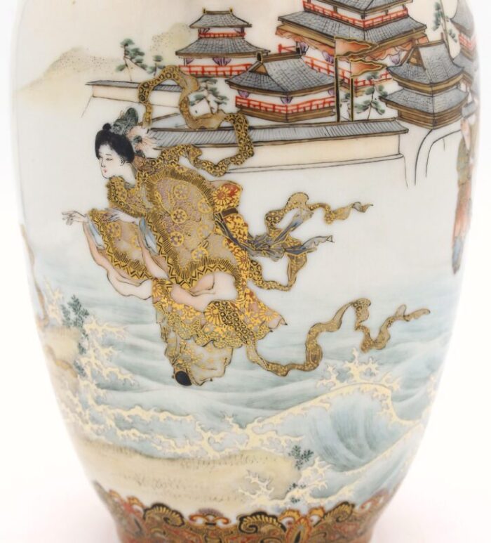 circa 1900 japanese kaga kutani vase by watano kichiji 0649