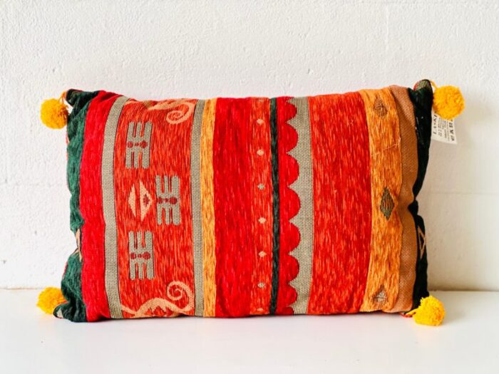 crimson and gold fabric cushion 3093