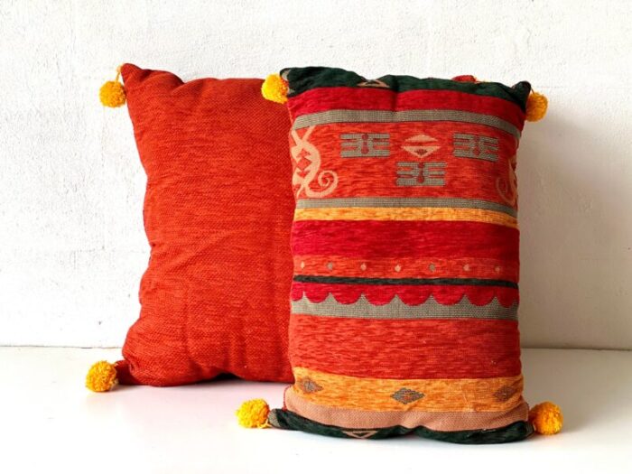 crimson and gold fabric cushion 4950