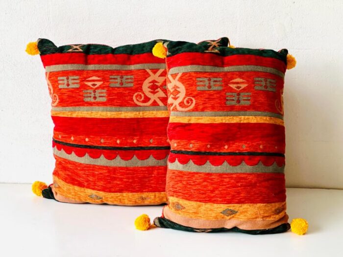 crimson and gold fabric cushion 9429