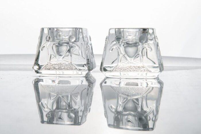 crystal glass candleholders from orrefors sweden set of 2 1