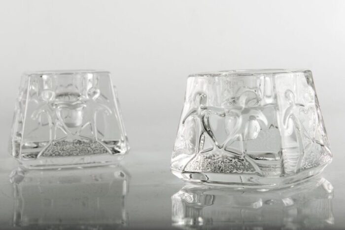 crystal glass candleholders from orrefors sweden set of 2 2