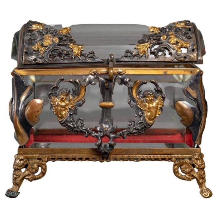 crystal jewelry box in silver and gilded bronze 1