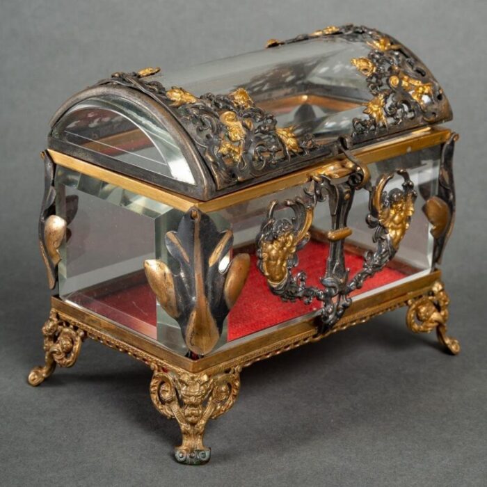 crystal jewelry box in silver and gilded bronze 2