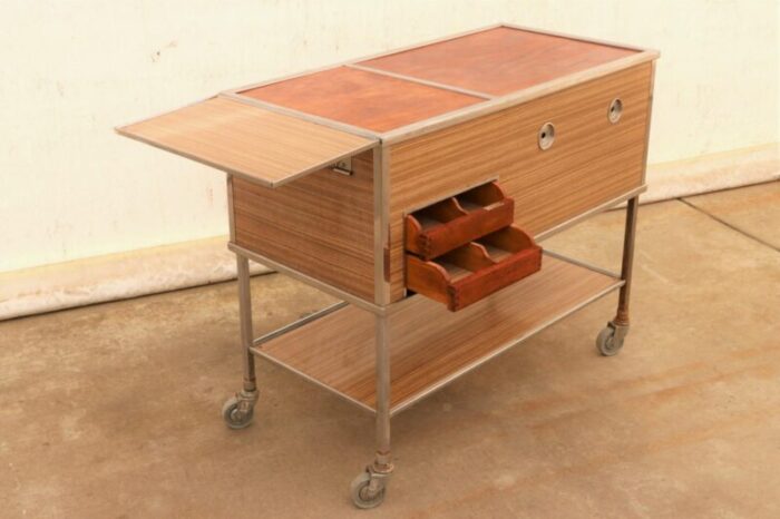 czech industrial kitchen serving trolley on wheels 1970s 6165