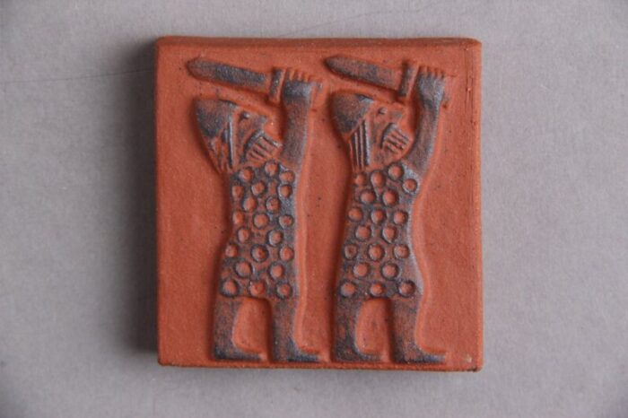 danish ceramics tiles with viking motifs from thyssen 1960s set of 4 4