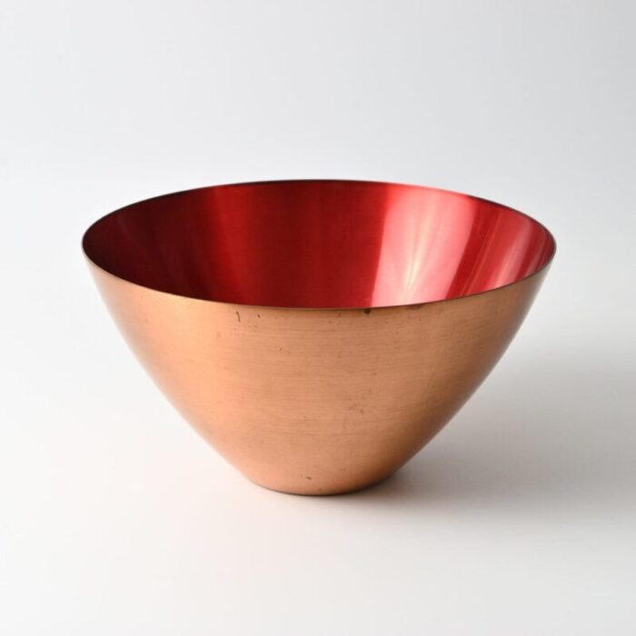 danish copper and red enamel bowl from corona 1960s 1