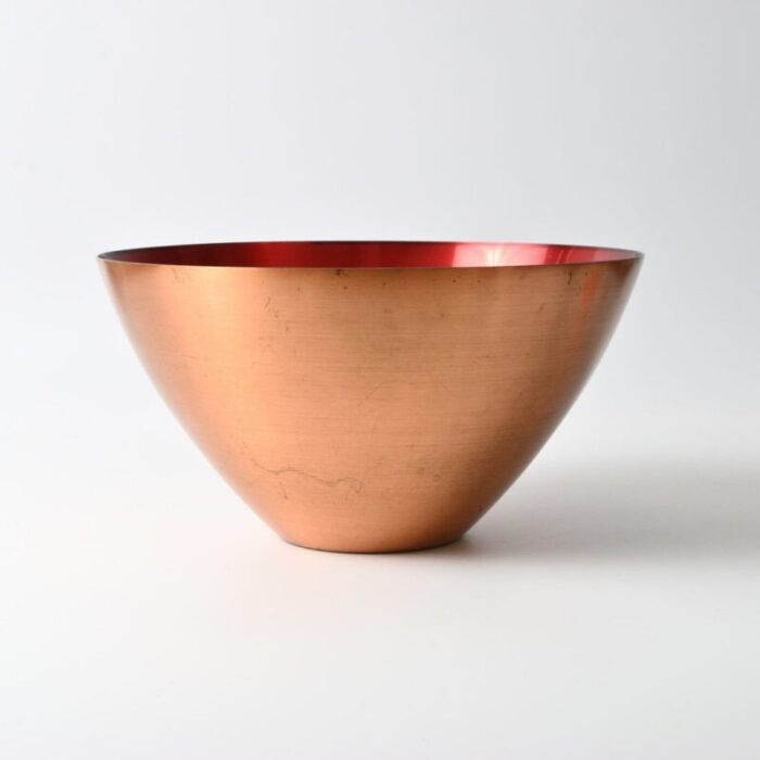 danish copper and red enamel bowl from corona 1960s 5