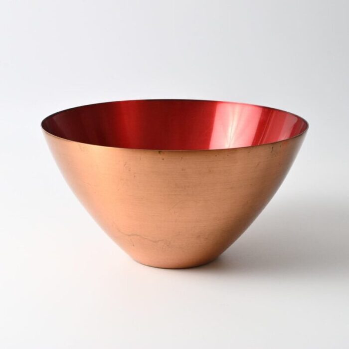 danish copper and red enamel bowl from corona 1960s 8