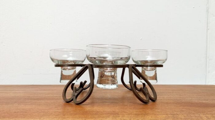 danish metal and glass candleholder 1960s 1