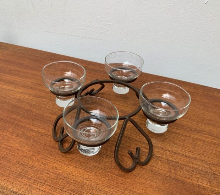 danish metal and glass candleholder 1960s 2