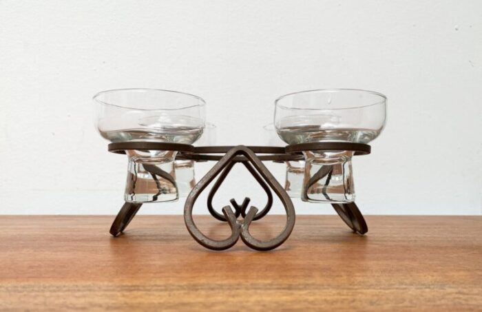 danish metal and glass candleholder 1960s 8