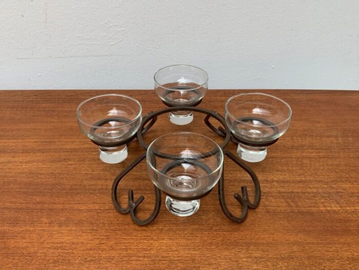 danish metal and glass candleholder 1960s 9