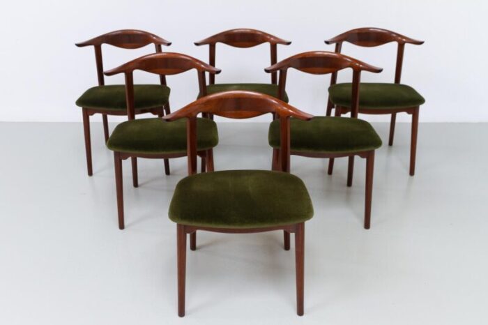 danish modern mahogany cowhorn chairs 1940s set of 6 1066