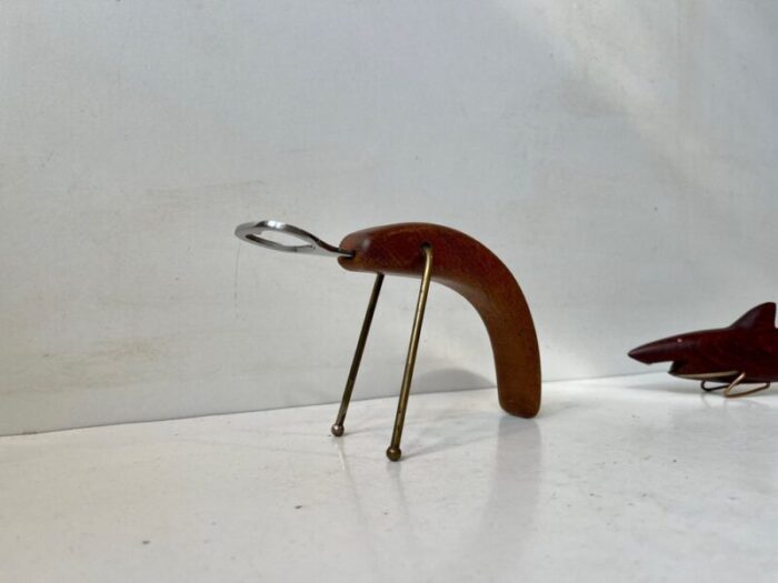 danish shark and lobster bottle openers in teak 1960s set of 2 3