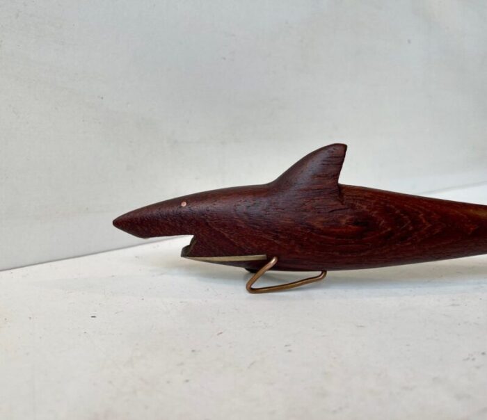 danish shark and lobster bottle openers in teak 1960s set of 2 5