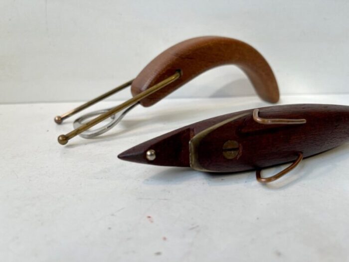 danish shark and lobster bottle openers in teak 1960s set of 2 7