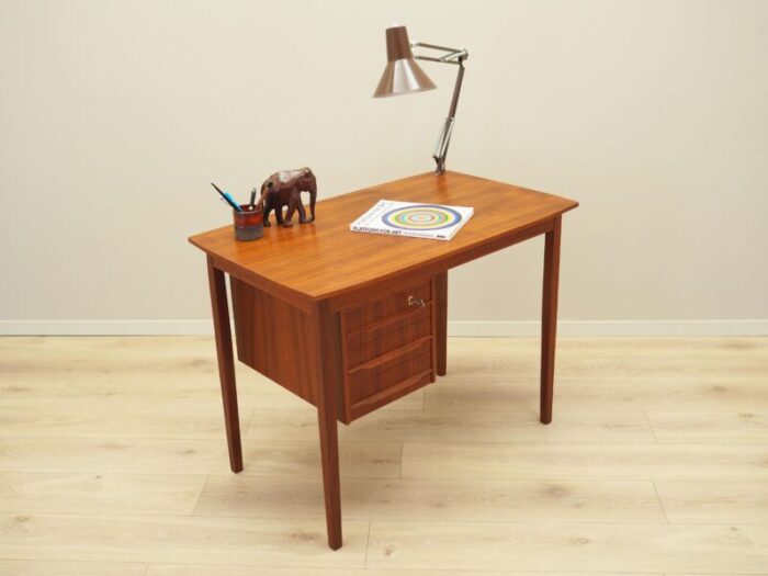 danish teak desk with lamp 1970s 2667